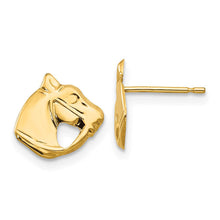 Load image into Gallery viewer, Kids Small Polished Horse Head Post Earrings in 14k Yellow Gold