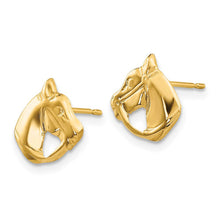 Load image into Gallery viewer, Kids Small Polished Horse Head Post Earrings in 14k Yellow Gold
