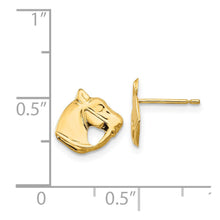 Load image into Gallery viewer, Kids Small Polished Horse Head Post Earrings in 14k Yellow Gold