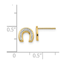 Load image into Gallery viewer, Kids 14k Yellow Gold &amp; White Rhodium Two-Tone Horseshoe Post Earrings