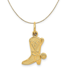 Load image into Gallery viewer, 14k Yellow Gold Flat Cowboy Boot with Spur Necklace