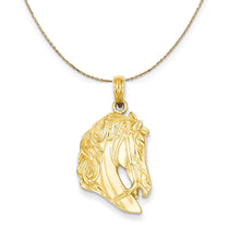 Load image into Gallery viewer, 14k Yellow Gold Bridled Horse Head Necklace