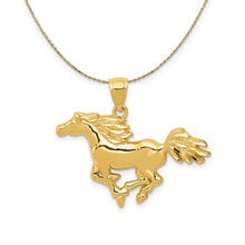 Load image into Gallery viewer, 14k Yellow Gold Polished Galloping Horse Necklace