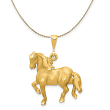 Load image into Gallery viewer, 14k Yellow Gold Diamond Cut Horse Necklace, 25mm