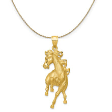 Load image into Gallery viewer, 14k Yellow Gold Large Polished Galloping Horse Necklace