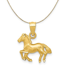 Load image into Gallery viewer, 14k Yellow Gold Sm Satin Galloping Horse Necklace