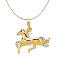 Load image into Gallery viewer, 14k Yellow Gold Polished Running Horse Necklace