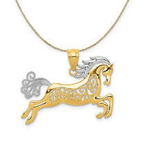 Load image into Gallery viewer, 14k Yellow Gold Filigree Horse Necklace