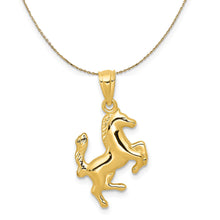 Load image into Gallery viewer, 14k Yellow Gold 2D Rearing Horse Necklace