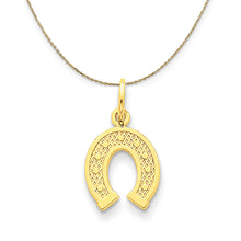 Load image into Gallery viewer, 14k Yellow Gold Satin and Polished Horseshoe (10mm) Necklace
