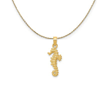 Load image into Gallery viewer, 14k Yellow Gold 22mm 3D Textured Seahorse Necklace