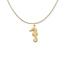 Load image into Gallery viewer, 14k Yellow Gold 2D Polished Seahorse Necklace