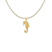 Load image into Gallery viewer, 14k Yellow Gold Large Textured Seahorse Necklace