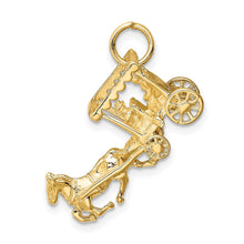 Load image into Gallery viewer, 14k Yellow Gold 3D Moveable Horse and Carriage Charm