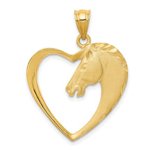 Load image into Gallery viewer, 14k Yellow Gold Horse Head and Heart Pendant, 22mm
