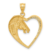 Load image into Gallery viewer, 14k Yellow Gold Horse Head and Heart Pendant, 22mm