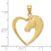 Load image into Gallery viewer, 14k Yellow Gold Horse Head and Heart Pendant, 22mm