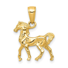 Load image into Gallery viewer, 14k Yellow Gold 3D Small Walking Horse Pendant