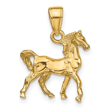 Load image into Gallery viewer, 14k Yellow Gold 3D Small Walking Horse Pendant
