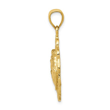 Load image into Gallery viewer, 14k Yellow Gold Horse Head and Horseshoe Wreath Pendant, 24mm