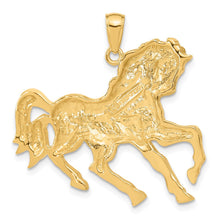 Load image into Gallery viewer, 14k Yellow Gold Large Galloping Horse Pendant