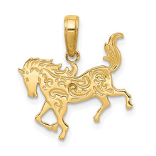 Load image into Gallery viewer, 14k Yellow Gold Ornate Horse Pendant, 17mm