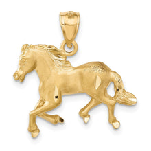 Load image into Gallery viewer, 14k Yellow Gold Satin and Diamond Cut Horse Pendant, 22mm