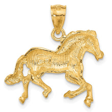 Load image into Gallery viewer, 14k Yellow Gold Satin and Diamond Cut Horse Pendant, 22mm