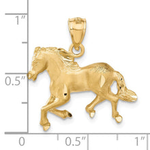 Load image into Gallery viewer, 14k Yellow Gold Satin and Diamond Cut Horse Pendant, 22mm