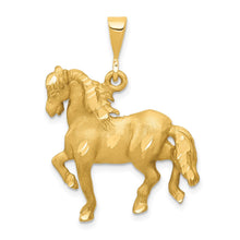 Load image into Gallery viewer, 14k Yellow Gold Diamond Cut Horse Pendant, 25mm