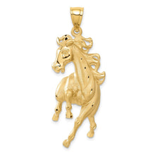 Load image into Gallery viewer, 14k Yellow Gold Large Polished and Satin Galloping Horse Pendant
