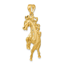 Load image into Gallery viewer, 14k Yellow Gold Large Polished and Satin Galloping Horse Pendant