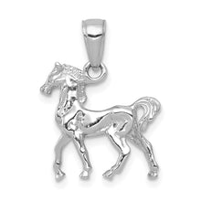 Load image into Gallery viewer, 14k White Gold 3D Prancing Horse Pendant
