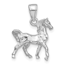 Load image into Gallery viewer, 14k White Gold 3D Prancing Horse Pendant