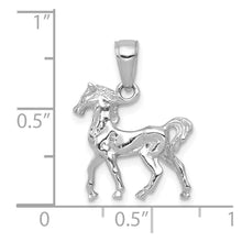 Load image into Gallery viewer, 14k White Gold 3D Prancing Horse Pendant