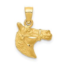 Load image into Gallery viewer, 14k Yellow Gold Satin and Diamond Cut Horse Head Pendant