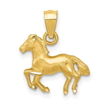 Load image into Gallery viewer, 14k Yellow Gold Small Satin Galloping Horse Pendant
