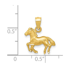 Load image into Gallery viewer, 14k Yellow Gold Small Satin Galloping Horse Pendant