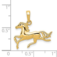 Load image into Gallery viewer, 14k Yellow Gold Polished Running Horse Pendant, 20mm