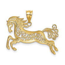 Load image into Gallery viewer, 14k Yellow Gold and White Rhodium Two Tone Filigree Horse Pendant