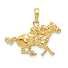 Load image into Gallery viewer, 14k Yellow Gold Race Horse and Jockey Pendant