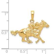 Load image into Gallery viewer, 14k Yellow Gold Race Horse and Jockey Pendant