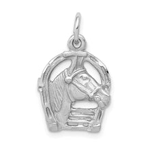 Load image into Gallery viewer, 14k Yellow or White Gold Horse Head &amp; Horseshoe Charm or Pendant, 13mm