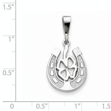 Load image into Gallery viewer, 14k Yellow or White Gold Four Leaf Clover and Horseshoe Pendant, 15mm