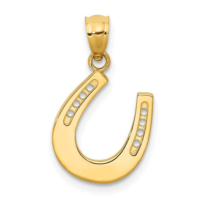14k Yellow Gold Reversible Horseshoe Pendant, 13 x 20mm
