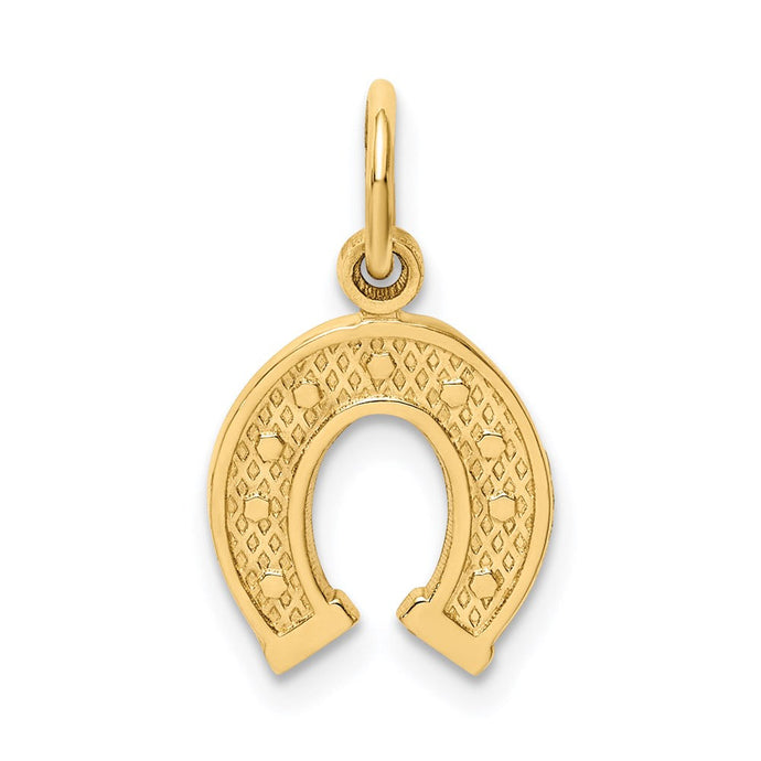 14k Yellow Gold Satin and Polished Horseshoe Charm or Pendant, 10mm