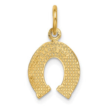 Load image into Gallery viewer, 14k Yellow Gold Satin and Polished Horseshoe Charm or Pendant, 10mm