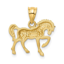 Load image into Gallery viewer, 14k Yellow Gold Satin &amp; Diamond-Cut Horse Pendant, 18mm (11/16 Inch)