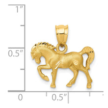 Load image into Gallery viewer, 14k Yellow Gold Satin &amp; Diamond-Cut Horse Pendant, 18mm (11/16 Inch)