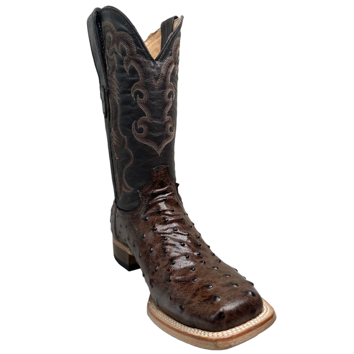 Cowtown Men's Tobacco Full Quill Ostrich Square Toe Boot Q78